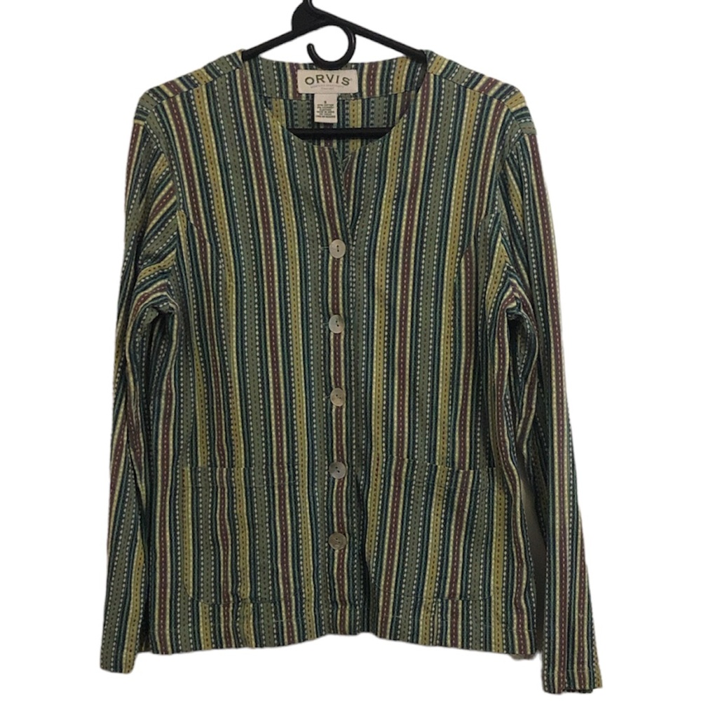 Orvis Multicolored Striped Embroidered Blazer